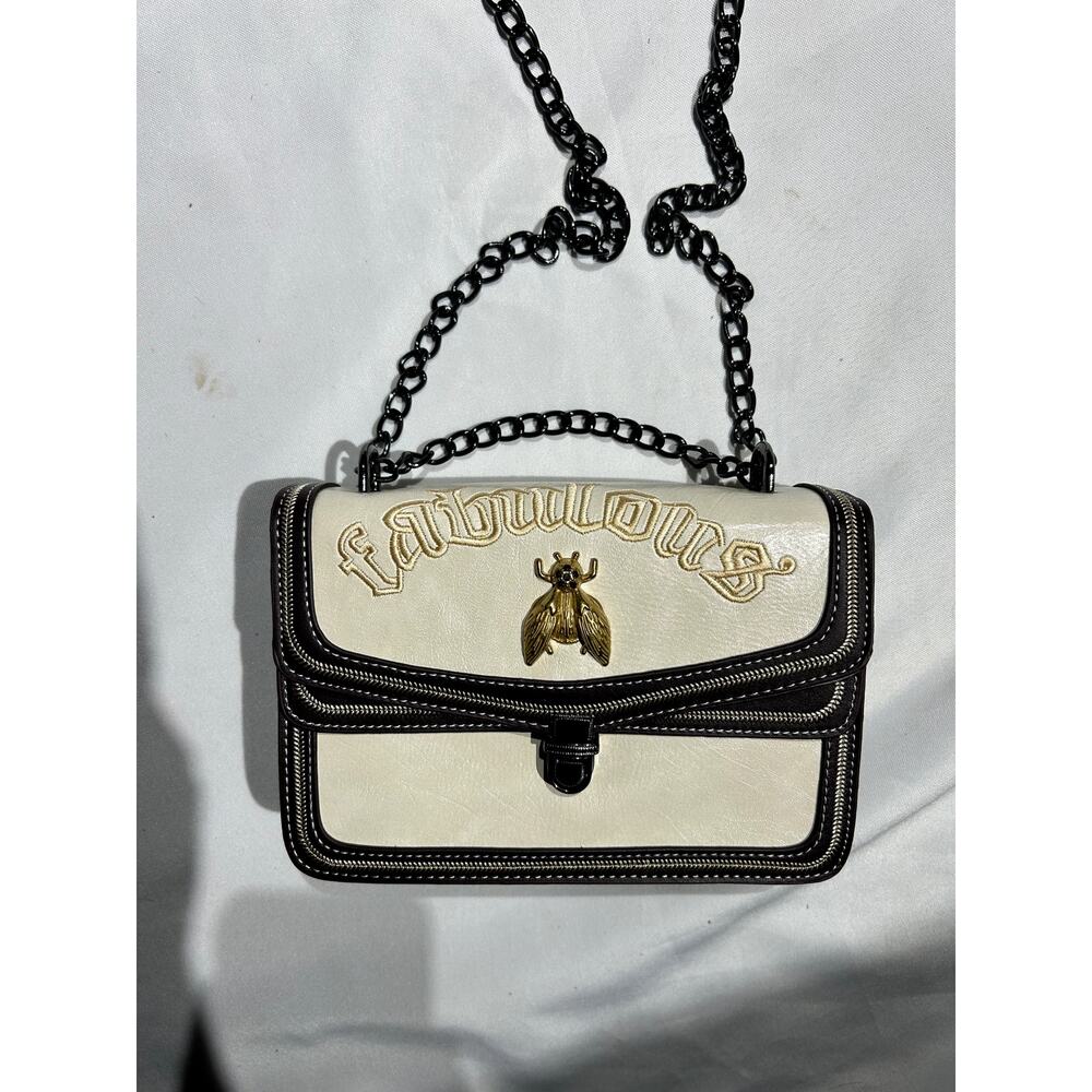 White "Fabulous" Bee Cross-body Bag 8.5x5.5x3 - Picture 6 of 9